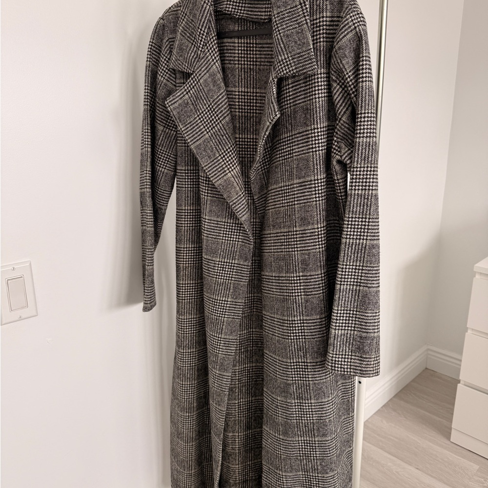 Gray Plaid Long Coat